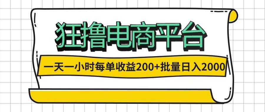 （12463期）一天一小时 狂撸电商平台 每单收益200+ 批量日入2000+ - 中赚网创-中赚网创