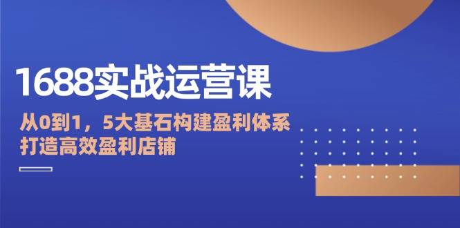 （12482期）1688实战运营课：从0到1，5大基石构建盈利体系，打造高效盈利店铺 - 中赚网创-中赚网创