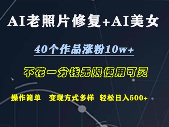 （12489期）AI老照片修复+AI美女玩发 40个作品涨粉10w+ 不花一分钱使用可灵 操… - 中赚网创-中赚网创