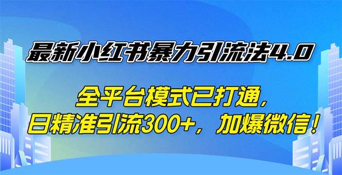 （12505期）最新小红书暴力引流法4.0， 全平台模式已打通，日精准引流300+，加爆微… - 中赚网创-中赚网创