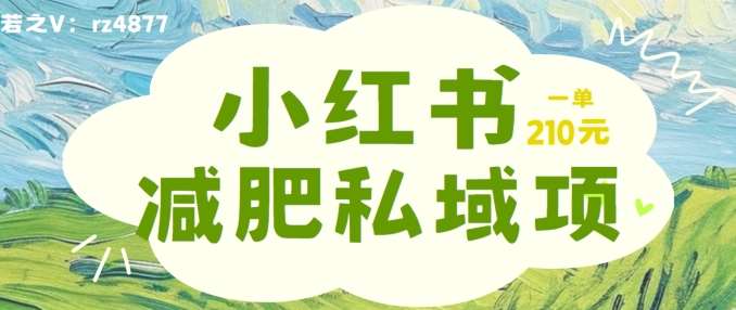 小红书减肥粉，私域变现项目，一单就达210元，小白也能轻松上手【揭秘】 - 中赚网创-中赚网创