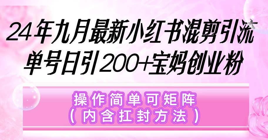 （12530期）小红书混剪引流，单号日引200+宝妈创业粉，操作简单可矩阵（内含扛封… - 中赚网创-中赚网创