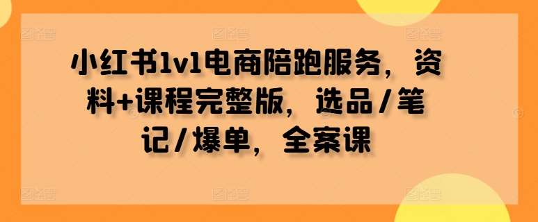 小红书1v1电商陪跑服务，资料+课程完整版，选品/笔记/爆单，全案课 - 中赚网创-中赚网创